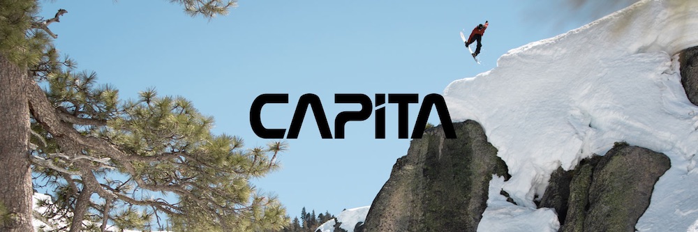 capita snowboards logo baner jumping